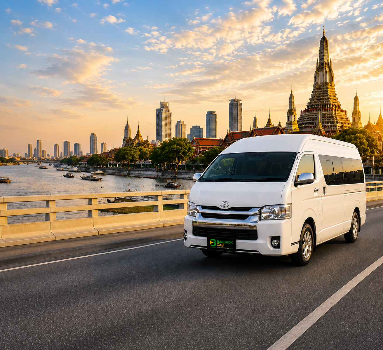 Bangkok Cab private van beside Wat Arun in Bangkok