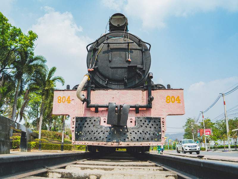 the ancient steam engine locomotive world war II train at Kancha