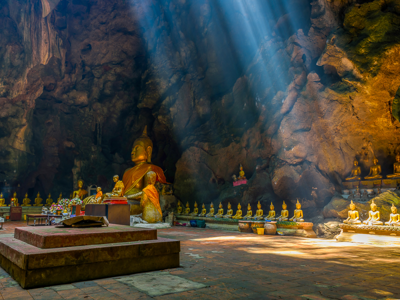Sunbeam in buddha cave, Tham Khao Luang near Phetchaburi,Thailan